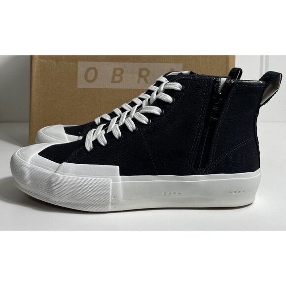 NEW Obra Men’s Terra Canvas Vulcanized Rubber High Top Full Cap Sneakers 8 Black - Picture 1 of 9